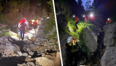 Die zahlreichen Retter mussten sich durch die Schlucht bis zur Verletzten vorkämpfen.