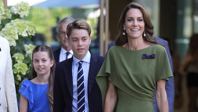 Prinzessin Kate brachte zum Finale in Wimbledon auch heuer Charlotte und George mit.