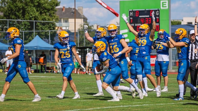 Geschafft! Die Grazer Giants stehen erstmals nach zehn Jahren wieder in der Austrian Bowl.