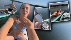 Mikaela Shiffrin und Aleksander Aamodt Kilde genießen den Sommer am Wasser.