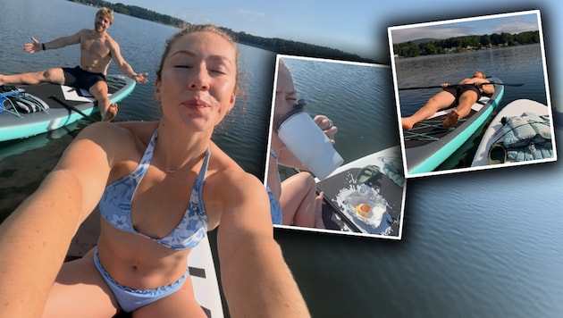 Mikaela Shiffrin und Aleksander Aamodt Kilde genießen den Sommer am Wasser.