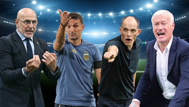Führten ihre Nationen ins Halbfinale: Spaniens Luis De la Fuente, Argentiniens Lionel Scaloni, ...