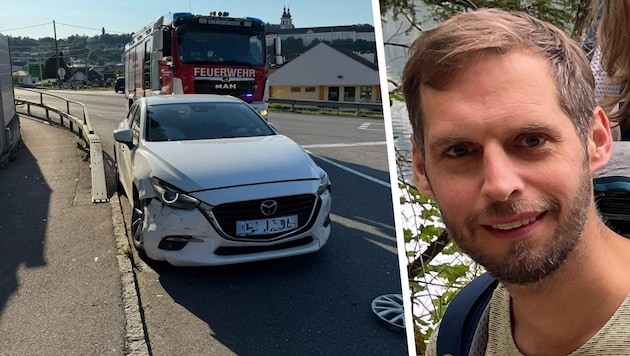 Das Auto wurde bei dem Unfall schwer beschädigt – Papa Dimitri bedankt sich jetzt bei allen ...