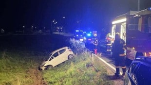 Das Auto landete im Straßengraben.