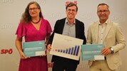 Die SP-Spitze mit Finanzreferentin Constance Mochar, Stadtvize Ron Rabitsch und Stadtrat Franz ...