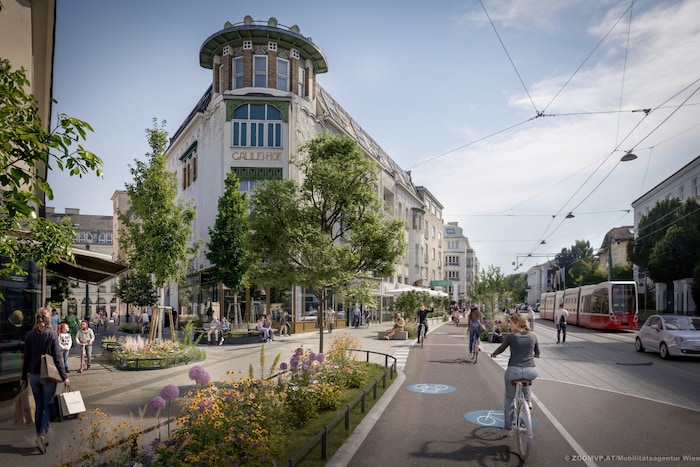 So soll es dann aussehen: Die Lainzer Straße wird umgebaut und bekommt auch einen knapp 600 ...
