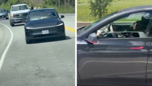 Die Autofahrerin trickste das Assistenzsystem offenbar aus, um ein Nickerchen bei voller Fahrt ...