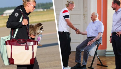 Erling Haaland landete mit einem Waschbär im Handgepäck und wurde danach von König Harald V. ...