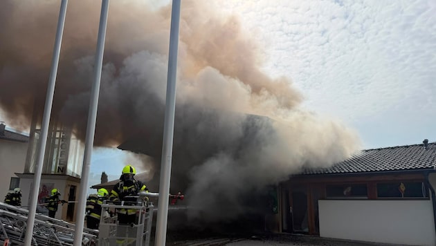 A fire station is on fire.