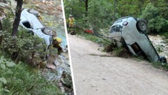 Das Auto landete im Bachbett und musste von der Feuerwehr geborgen werden.