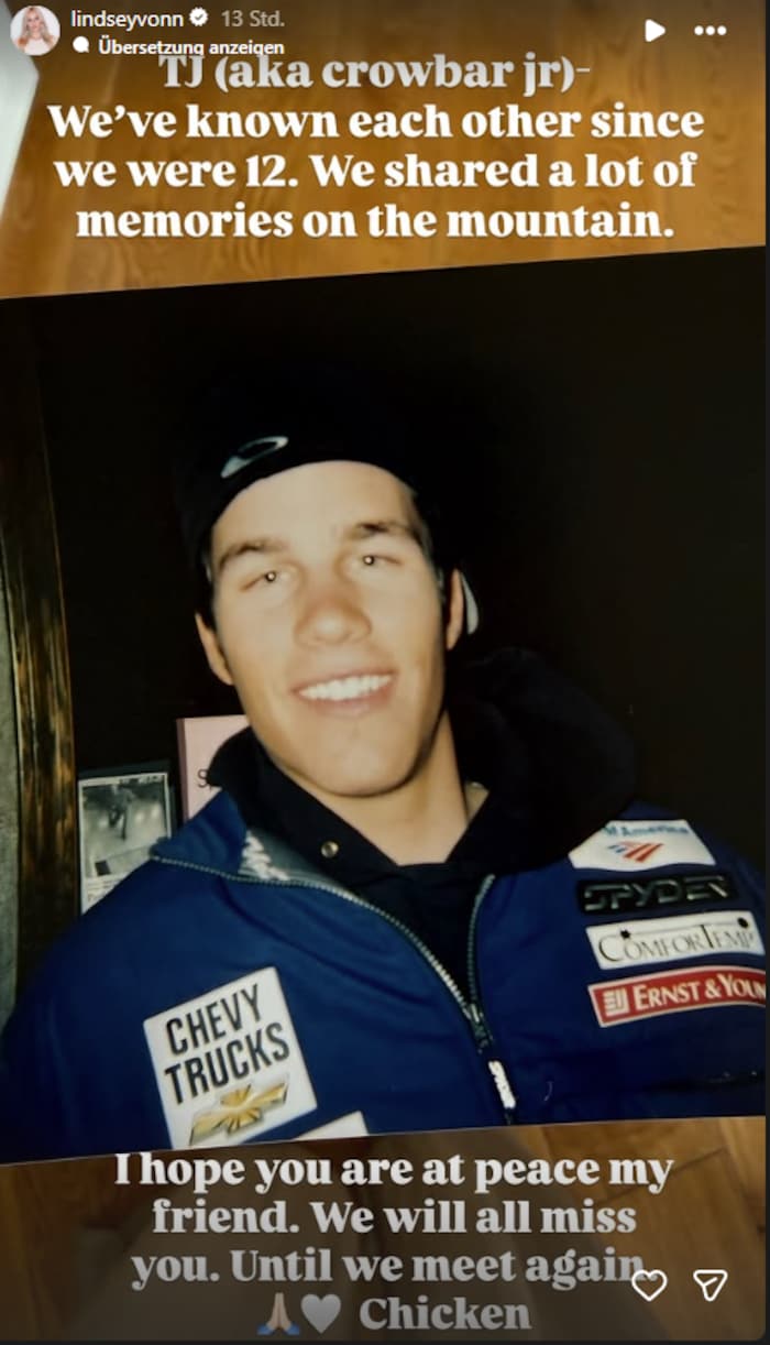 Eine emotionale Botschaft von Lidsey Vonn an ihren verstorbenen ehemaligen Ski-Kollegen TJ ...