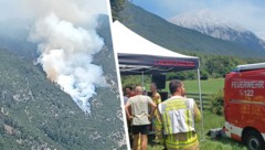 Der Waldbrand oberhalb von Wildermieming breitete sich rasch aus.