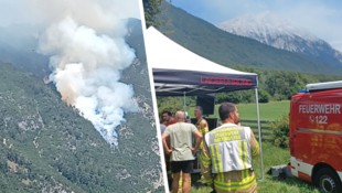 Der Waldbrand oberhalb von Wildermieming breitete sich rasch aus.