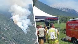 Der Waldbrand oberhalb von Wildermieming breitete sich rasch aus.