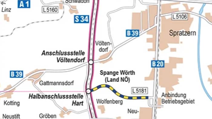 Die Spange Wörth ist eng mit der geplanten S34 verknüpft.