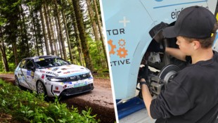Schüler der HTL Steyr dürfen bei der Rallye Weiz die Reifen von Luca Pröglhöf wechseln.Steyr