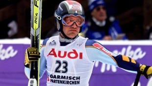 Peter Runggaldier im Jahr 2000 bei der Abfahrt in Garmisch