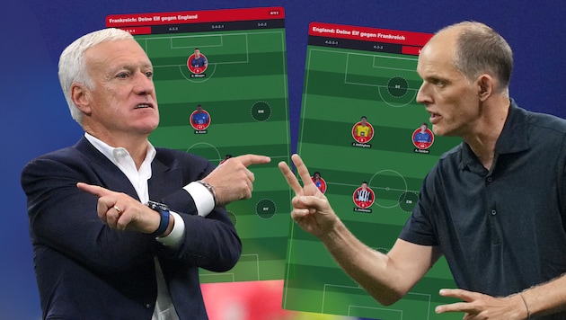 Können Sie es besser als Frankreichs Didier Deschamps (li.) und Englands Thomas Tuchel?