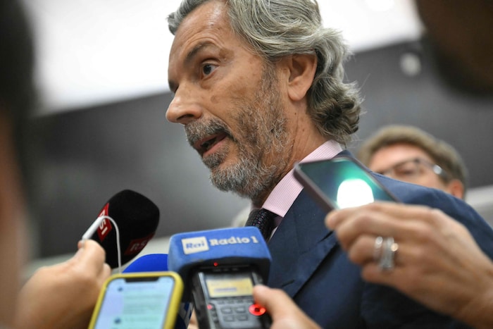 Giovanni Paolo Accini, der Verteidiger von Giovanni Castellucci, bei einer Stellungnahme vor der ...