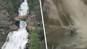 In diesem Bereich (roter Kreis) stürzte die 34-Jährige in den Wasserfall. Sie konnte letztlich ...