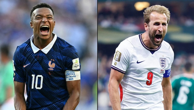 Krachen im Spiel um Platz drei aufeinander: Kylian Mbappé (li.) und Harry Kane
