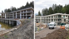 Ab Mitte 2024 war der Rohbau in Igls verwaist (Bild links). Im Oktober des Vorjahres wurde das ...
