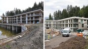 Ab Mitte 2024 war der Rohbau in Igls verwaist (Bild links). Im Oktober des Vorjahres wurde das ...
