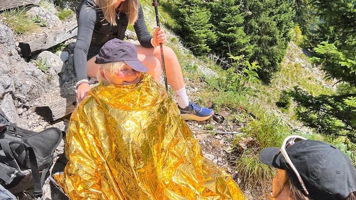 A woman had a rescue blanket with her; she gave it to Prunner and then looked after her for ...