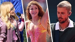 Stars wie Madonna, Shakira und Justin Bieber (von links) traten auf.