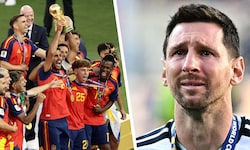 Während ganz Spanien feiert, vergießt Lionel Messi (re.) nach dem WM-Finale bittere Tränen.