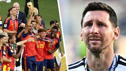 Während ganz Spanien feiert, vergießt Lionel Messi (re.) nach dem WM-Finale bittere Tränen.