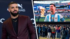 Die Niederlage von Lionel Messi und Co. kostete Rapper Drake (li.) über eine Million Euro. 