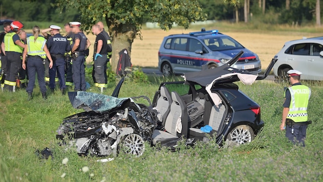 The Spaniards’ Seat Ibiza was cut open to free the driver.