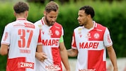 Daniel Maderner (Mi.) und die beiden Zugänge Tim Trummer sowie Anthony Smits legen mit dem GAK ...