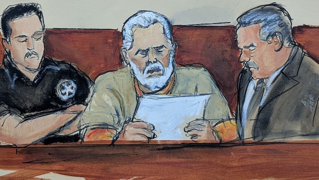 Gerichtszeichnung von Ismael „El Mayo“ Zambada im New Yorker Gericht.