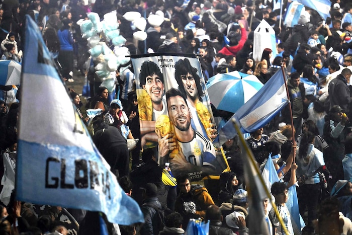 Trotz der Niederlage im WM-Finale wurde die argentinische Fußball-Nationalmannschaft euphorisch ...
