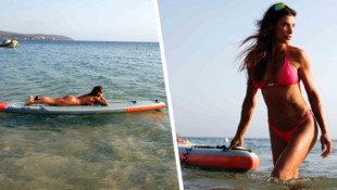 Sportlich unterwegs: Die Bilder zeigen Elisabetta Canalis nach einer Runde auf dem ...