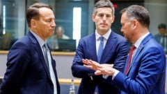 Polens Außenminister Radoslaw Sikorski (li.) und seine Amtskollegen aus den Niederlanden und ...