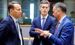 Polens Außenminister Radoslaw Sikorski (li.) und seine Amtskollegen aus den Niederlanden und ...