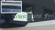 Am Montag wurde der Lkw in Graz mit dem Nazi-Slogan „ am Seitenfenster fotografiert