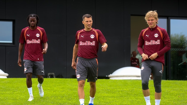 Mamady Diambou, Stefan Lainer und Frans Krätzig (von links).
