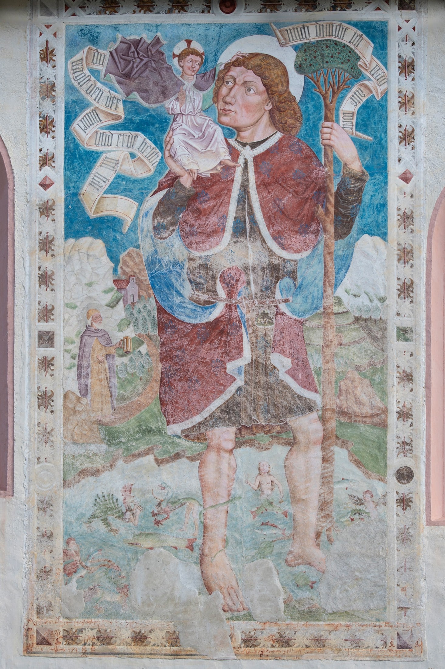 Um 1500 entstand dieses Fresko, das an der Südwand er Pfarrkirche Zwickenberg an den heiligen ...