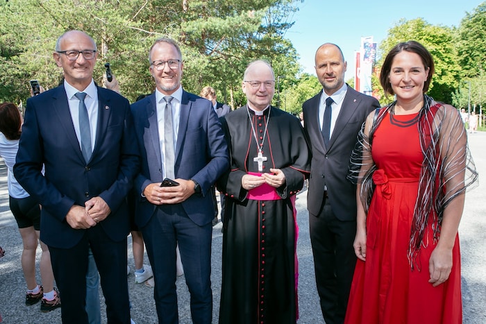 Tirols Anton Mattle, Christian Gantner, Benno Elbs, Marco Tittler und Monika Vonier