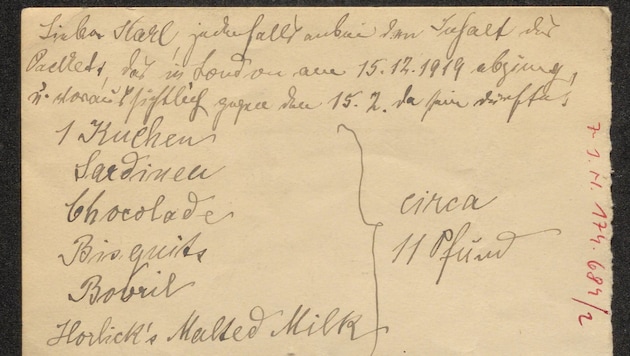 Ein Brief von Emma Fridezko an ihren Bruder Karl Kraus vom Jänner 1920. Inhalt: Lebensmittel, ...