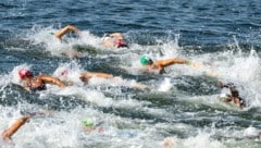 Luca Karl (grüne Badehaube) und seine Kollegen wollen nicht in der Seine schwimmen.