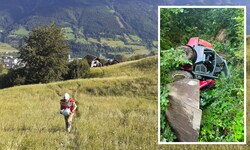 Im Pongau stürzte ein Hoftrac 200 Meter ab. 