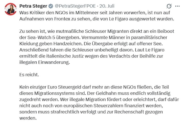 FPÖ-Politikerin Petra Stefer auf X