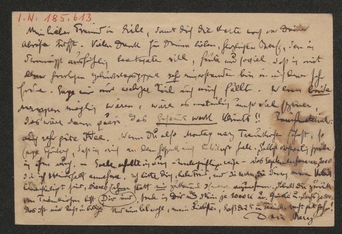 Alban Berg: Mein lieber Freund in Eile, damit Dich die Karte noch vor Deiner Abreise trifft. ...