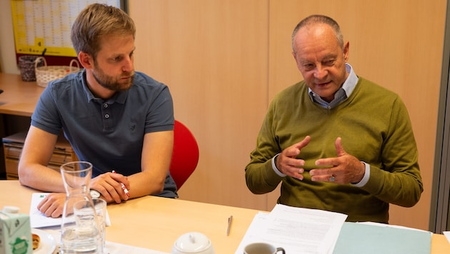 Der aktuelle KPÖ-Abgeordnete Alexander Melinz (links) und der frühere Abgeorndete Werner Murgg.