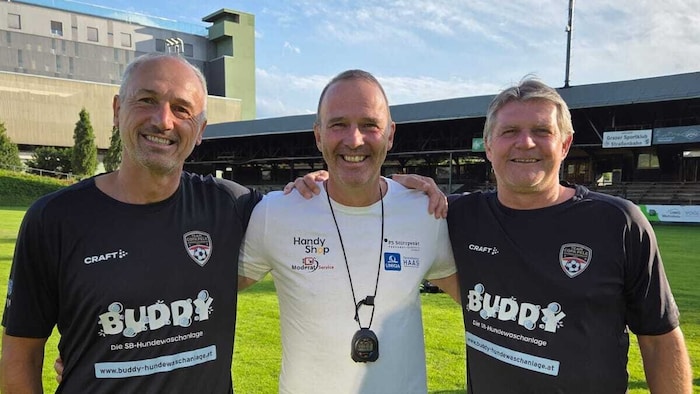 Wieder vereint in der Gruabn: Gerry Strafner, Mario Haas, Hannes Reinmayr (v. links).